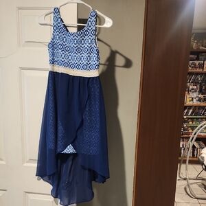 Blue Patterned Kids Dress